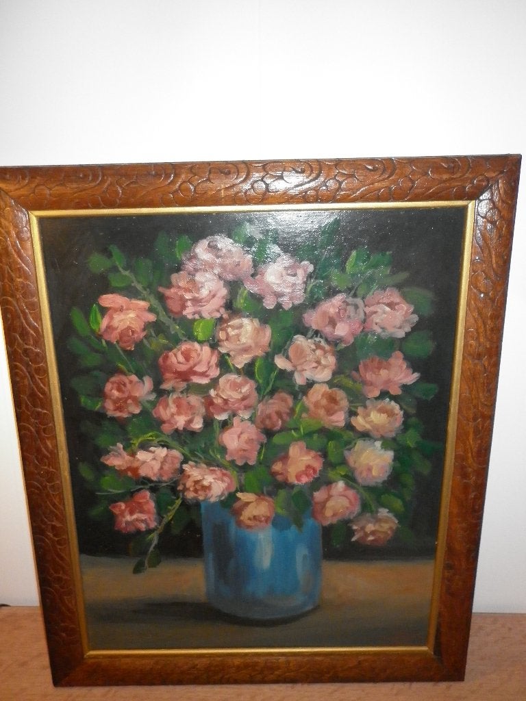 Zeer mooi schilderij op paneel - huile sur panneau, Ophalen of Verzenden, Stilleven, Paneel