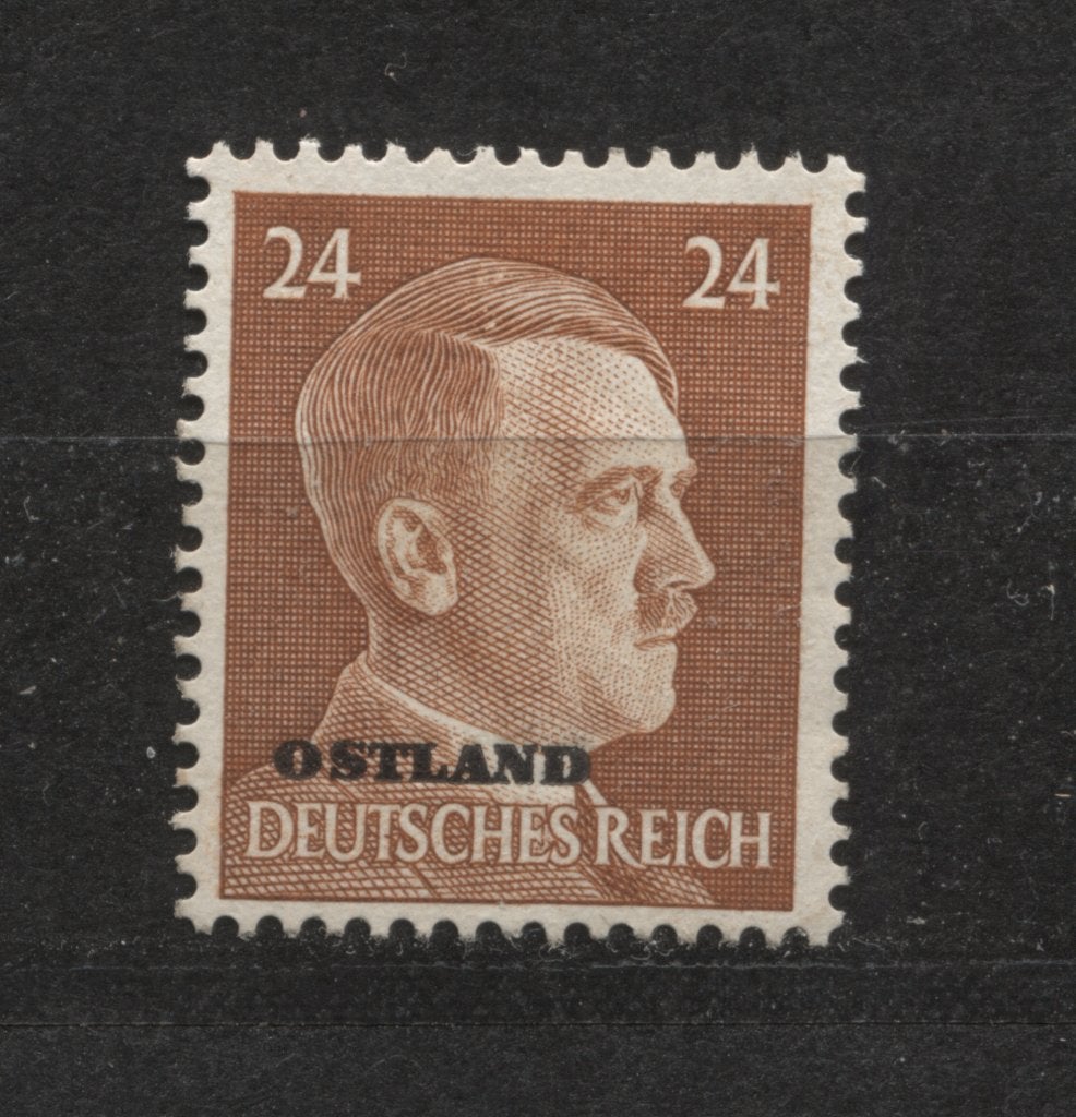 Duitse Adolf H postzegel met opdruk Ostland (O4), Verzenden, Landmacht, Foto of Poster