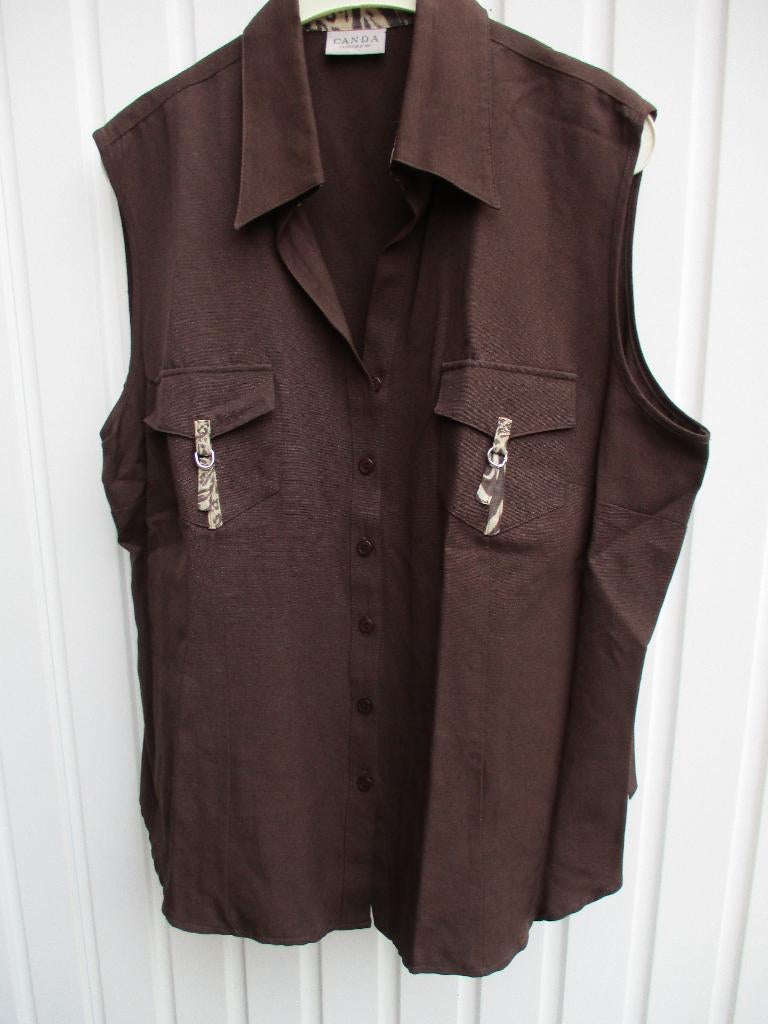 Bruin hemd / gilet met kraag / debardeur mt 48 - 50, Ophalen of Verzenden, Nieuw, Bruin, Blouse of Tuniek