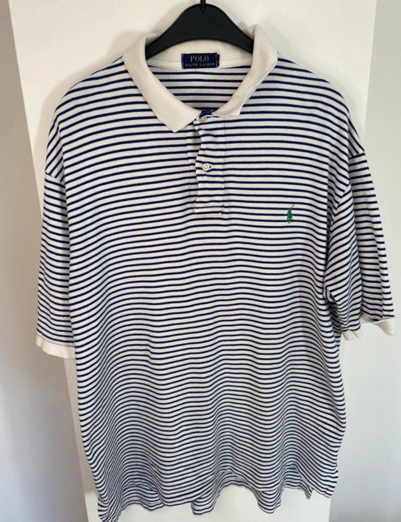 Ralph Lauren Polo wit blauw gestreept XXL, Verzenden, Zo goed als nieuw, Overige maten, Wit