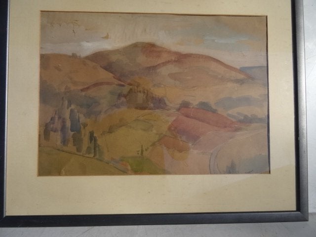 Peinture technique mixte – paysage montagne – Aubin PASQUE, Enlèvement ou Envoi, Technique mixte, Paysage, Papier
