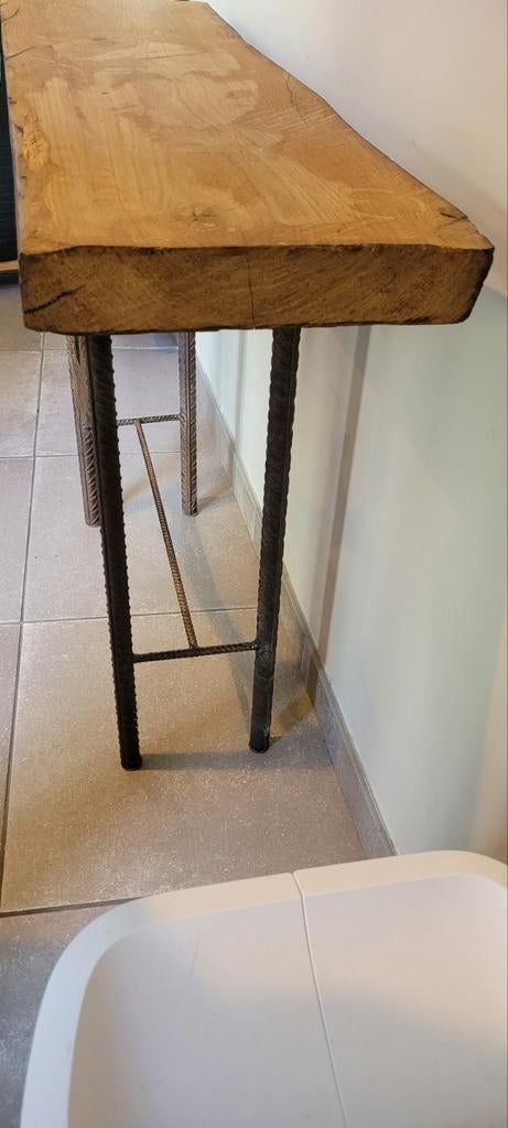 Console en métal et bois massif - pièce unique, Antiquités & Art