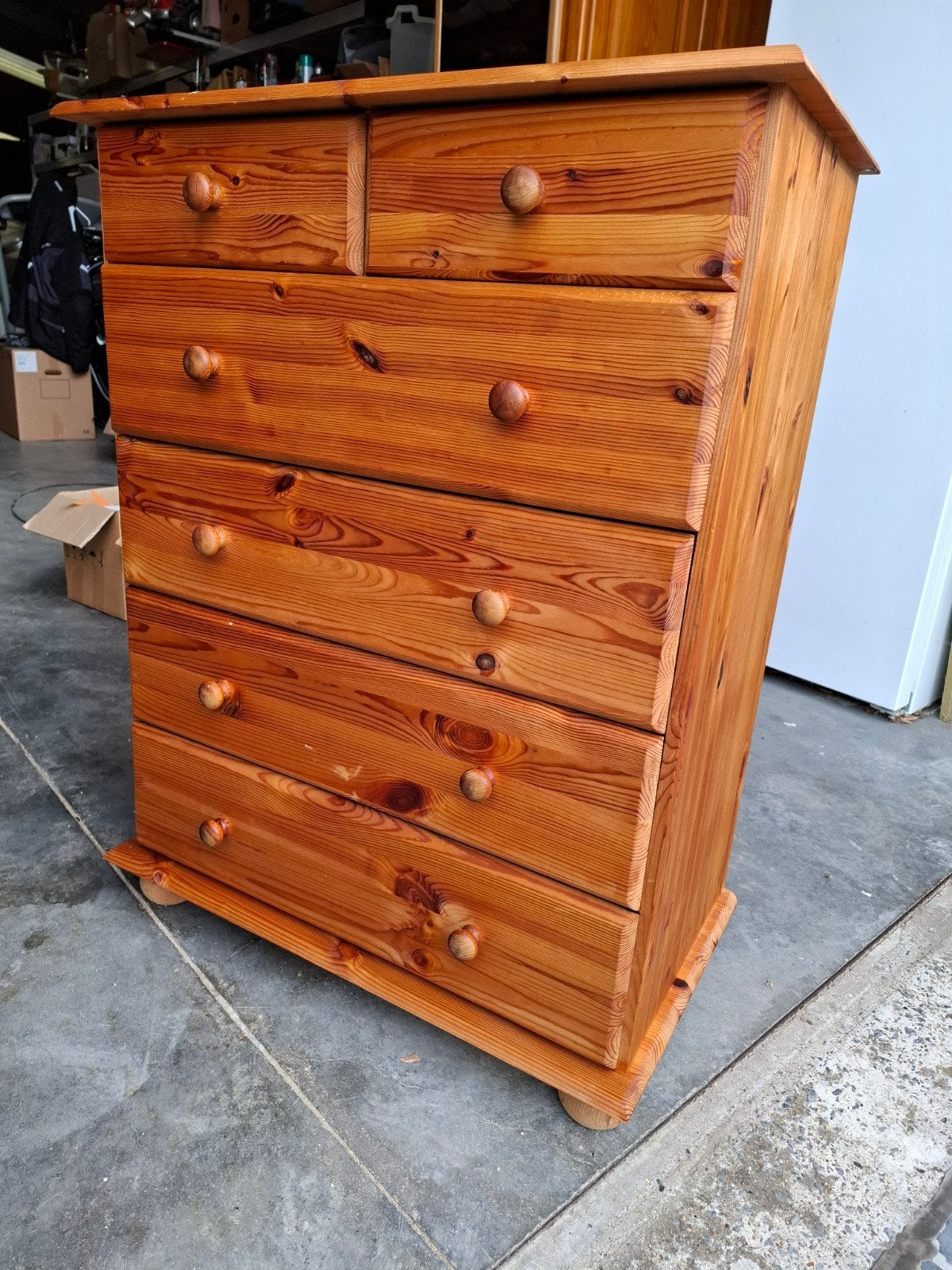 Massieve grenen kast met schuiven, Ophalen, Gebruikt, 100 tot 150 cm, 50 tot 100 cm
