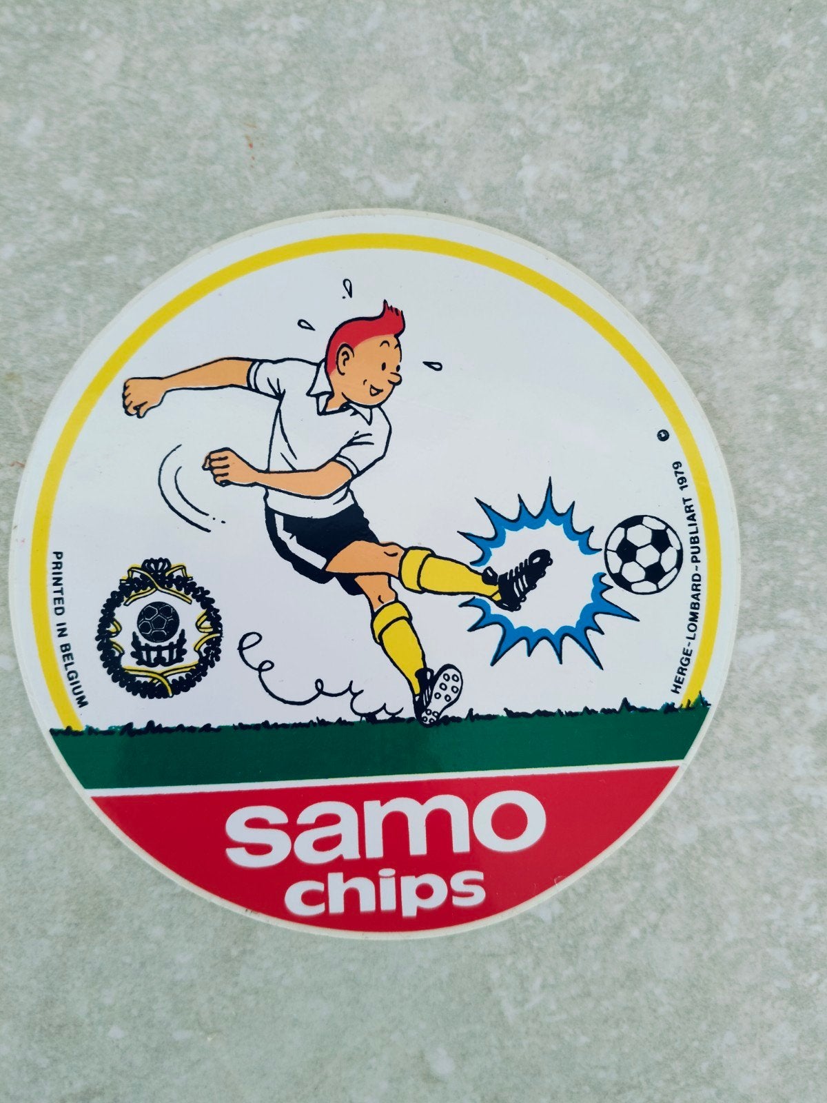 Oude vintage sticker Kuifje SAMO chips 1979, Collections, Envoi