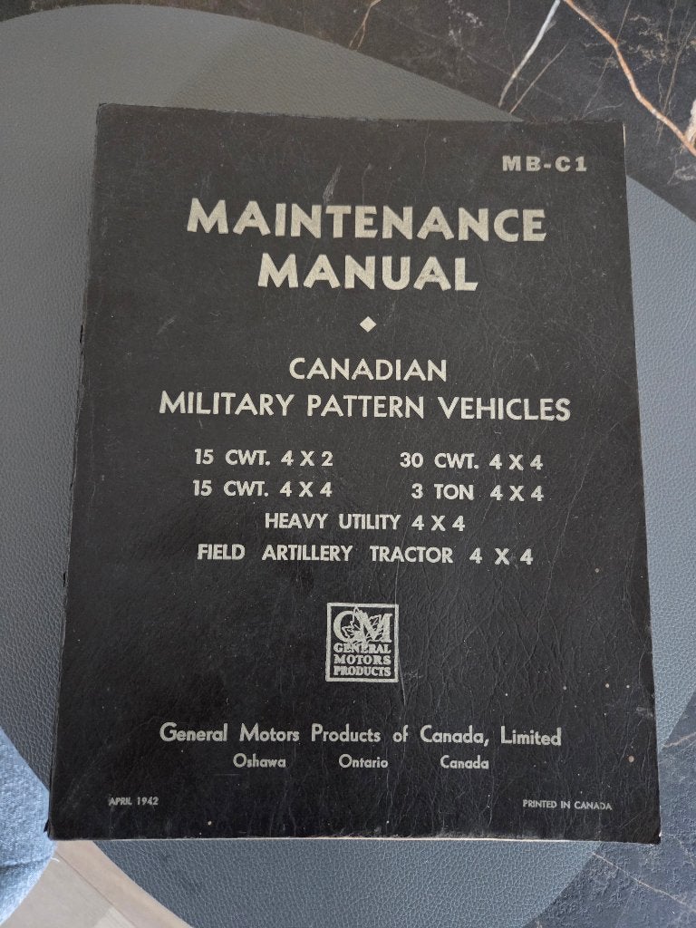 Manuel d'entretien | Véhicule type militaire canadien 1942, Enlèvement ou Envoi, Armée de terre, Livre ou Revue