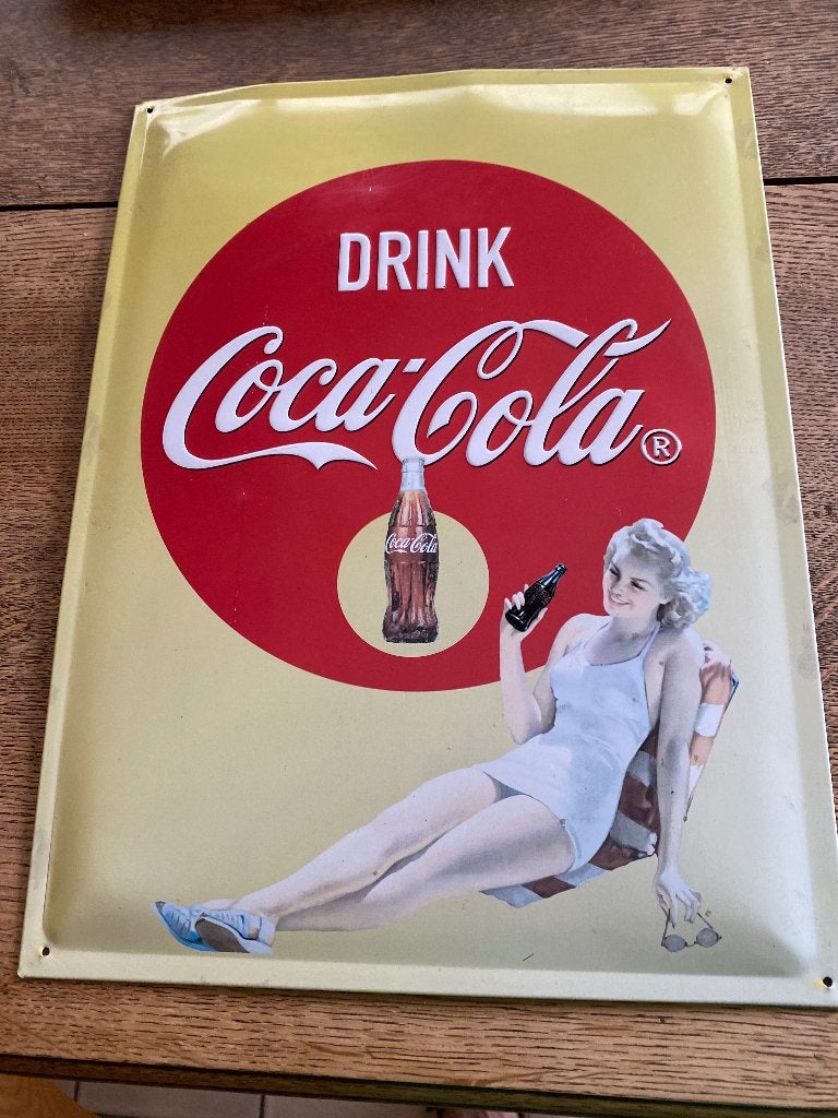 Assiette vintage en émail Coca Cola, Enlèvement ou Envoi, Utilisé, Panneau publicitaire