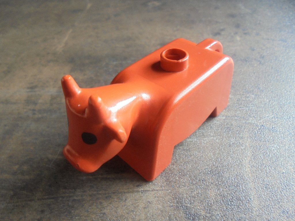 Lego Duplo Animal Cow Adult Solid Black Eyes (zie foto's) 2, Ophalen of Verzenden, Gebruikt, Losse stenen, Duplo