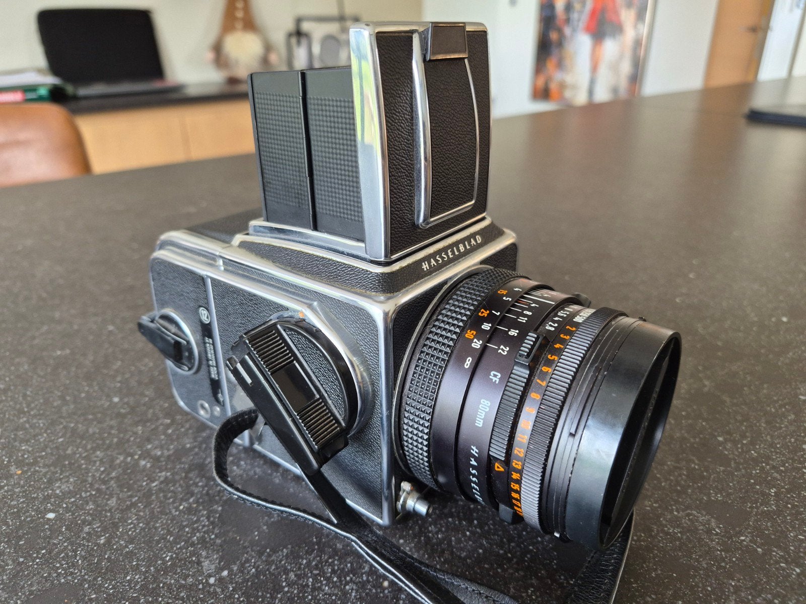 hasselblad 500 C/m uitrusting., Ophalen, Zo goed als nieuw, Spiegelreflex, Overige Merken
