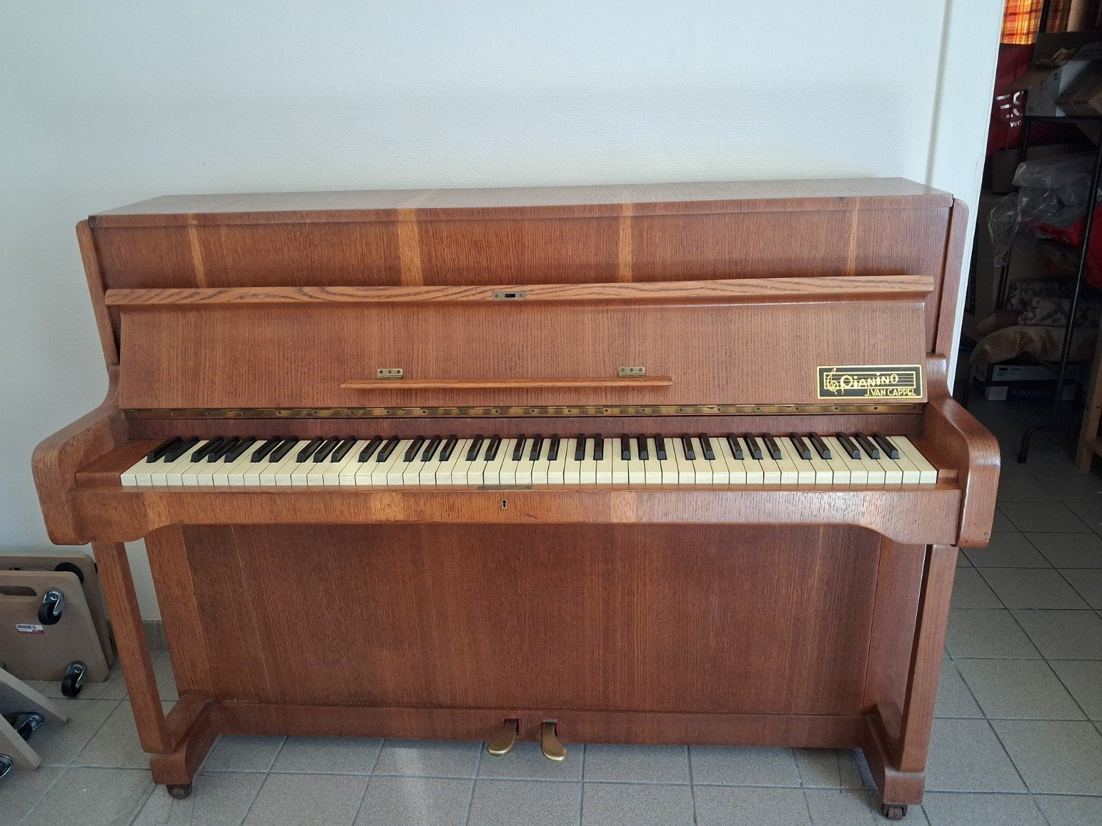 Eikenhouten buffetpiano Van Cappel, Muziek en Instrumenten, Ophalen, Bruin, Piano