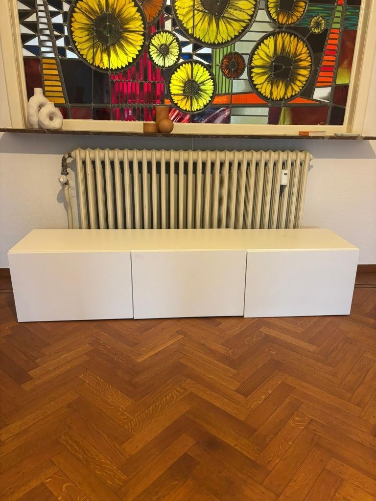 Ikea Besta tv meubel / kast, Ophalen, 150 tot 200 cm, Teakhout, Zo goed als nieuw
