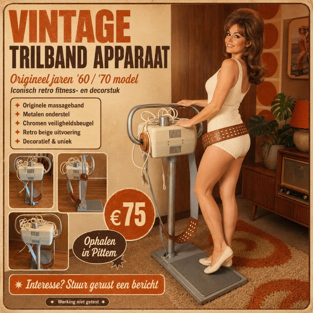 Vintage trilband / bandmassage-apparaat jaren ’60/’70, Sports & Fitness, Produits de massage, Enlèvement, Utilisé, Appareil