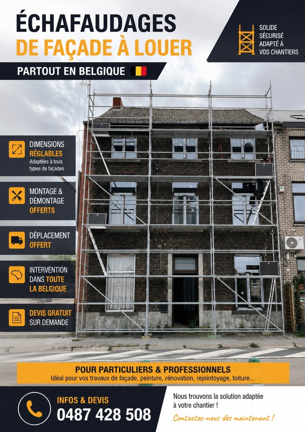 Echafaudages à louer, Bricolage & Construction, Échafaudages, Enlèvement, Comme neuf, Échafaudage de façade, 5 mètres de hauteur ou plus