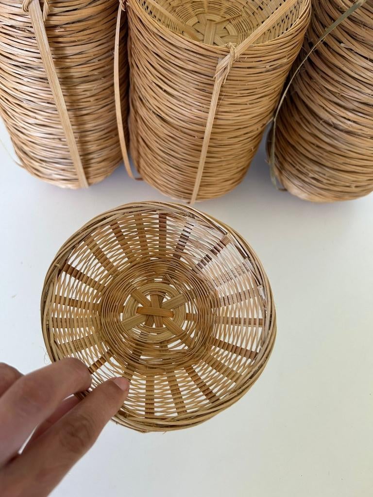791 rieten mandjes rond 12 cm, Ophalen, Mand, Rond, Nieuw