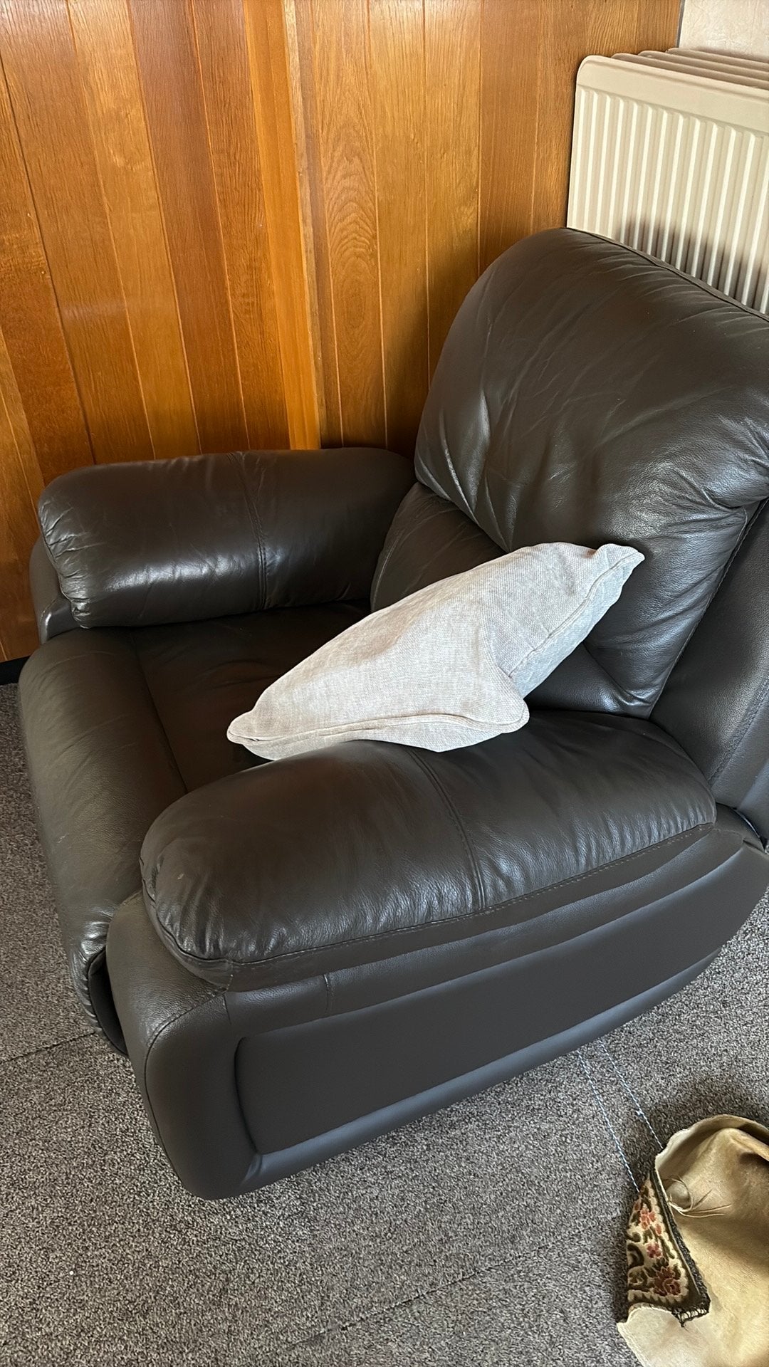 Electrische relaxstoel 1 meter breed, Ophalen, Gebruikt, Leer