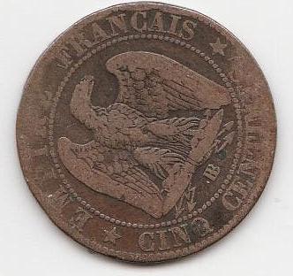 5 Centimes 1862 - Napoleon III, Frankrijk BB = Straatsburg ., Postzegels en Munten, Ophalen of Verzenden, Frankrijk, Losse munt