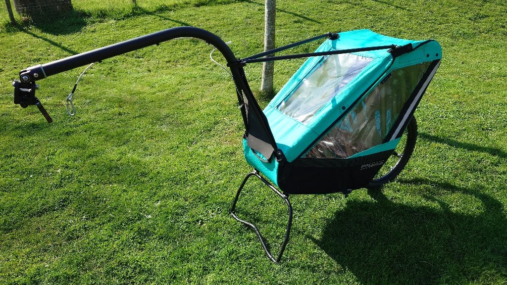 Tout terrain single trailer fietskar kinderkar+ toebehoren, Opvouwbaar, 20 tot 40 kg, Ophalen of Verzenden, Zo goed als nieuw