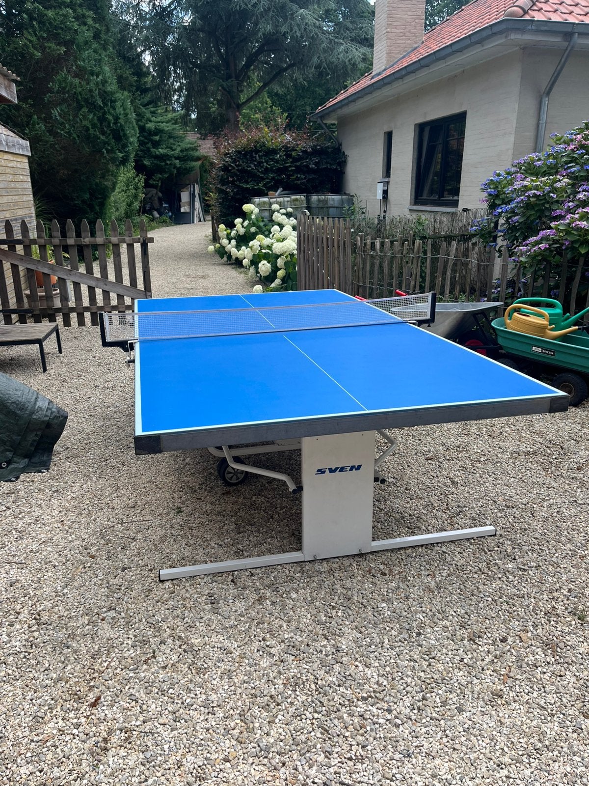 Outdoor pingpongtafel Sven sport Fiesta & 3 pingpongpalleten, Sport en Fitness, Tafeltennis, Ophalen, Gebruikt, Tafel Outdoor