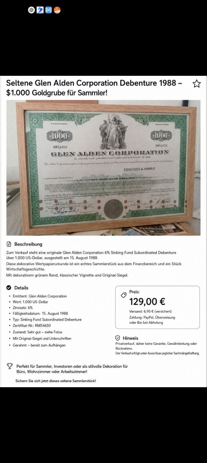 1988, Postzegels en Munten, Aandelen en Waardepapieren, Ophalen of Verzenden