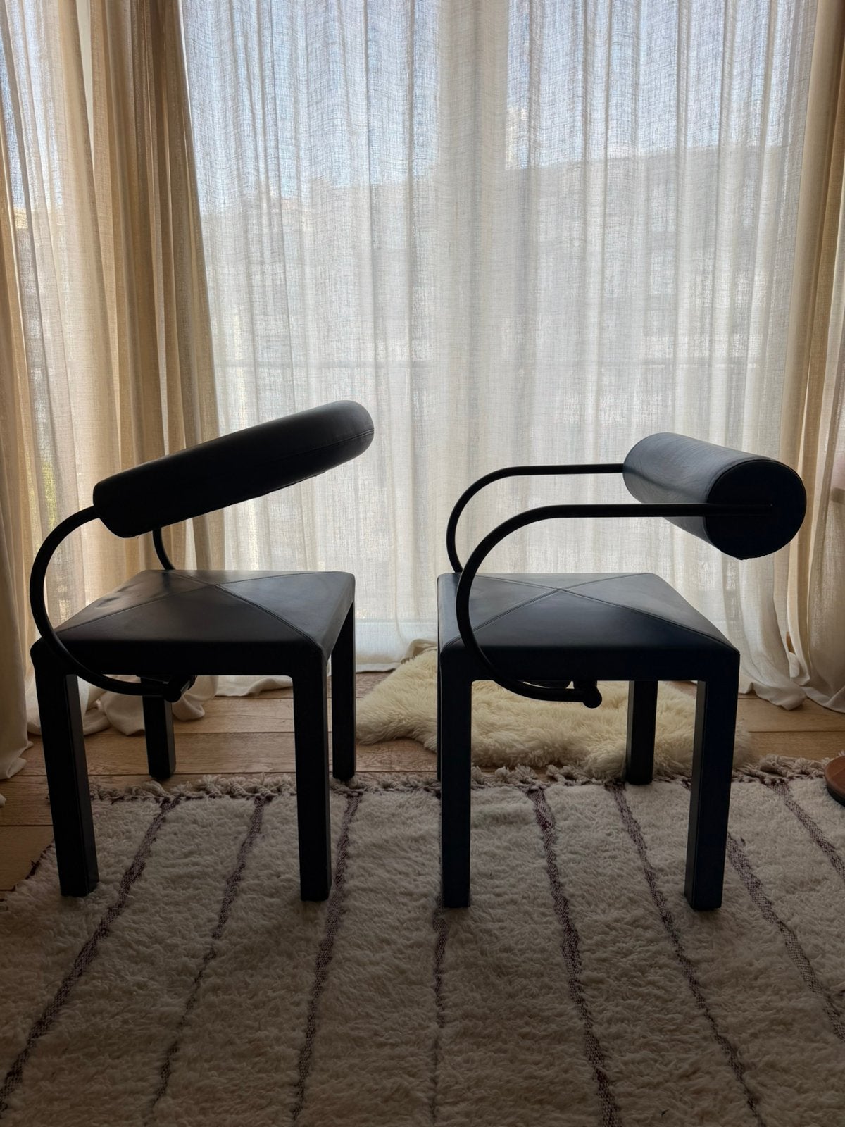 2x B&B Italia Arcadia stoelen Paolo Piva, vintage jaren 80, Huis en Inrichting, Stoelen, Ophalen, Gebruikt, Blauw, Twee