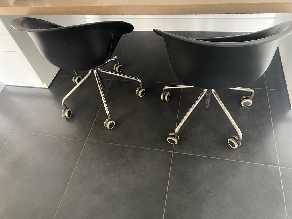 2 design bureaustoelen, Huis en Inrichting, Ophalen, Gebruikt, Zwart, Bureaustoel
