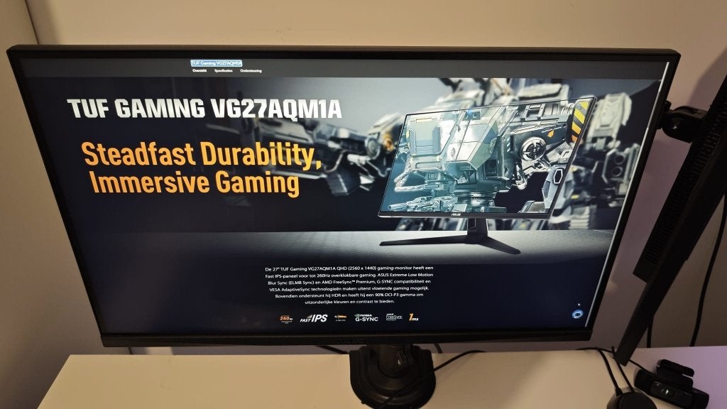 TUF Gaming VG27AQM1A, Computers en Software, Monitoren, Zo goed als nieuw, DisplayPort, 1 tot 2 ms, Quad HD (2K)