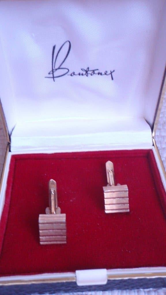 Prachtige vintage Boutonex manchetknopen + origineel doosje, Enlèvement, Doré