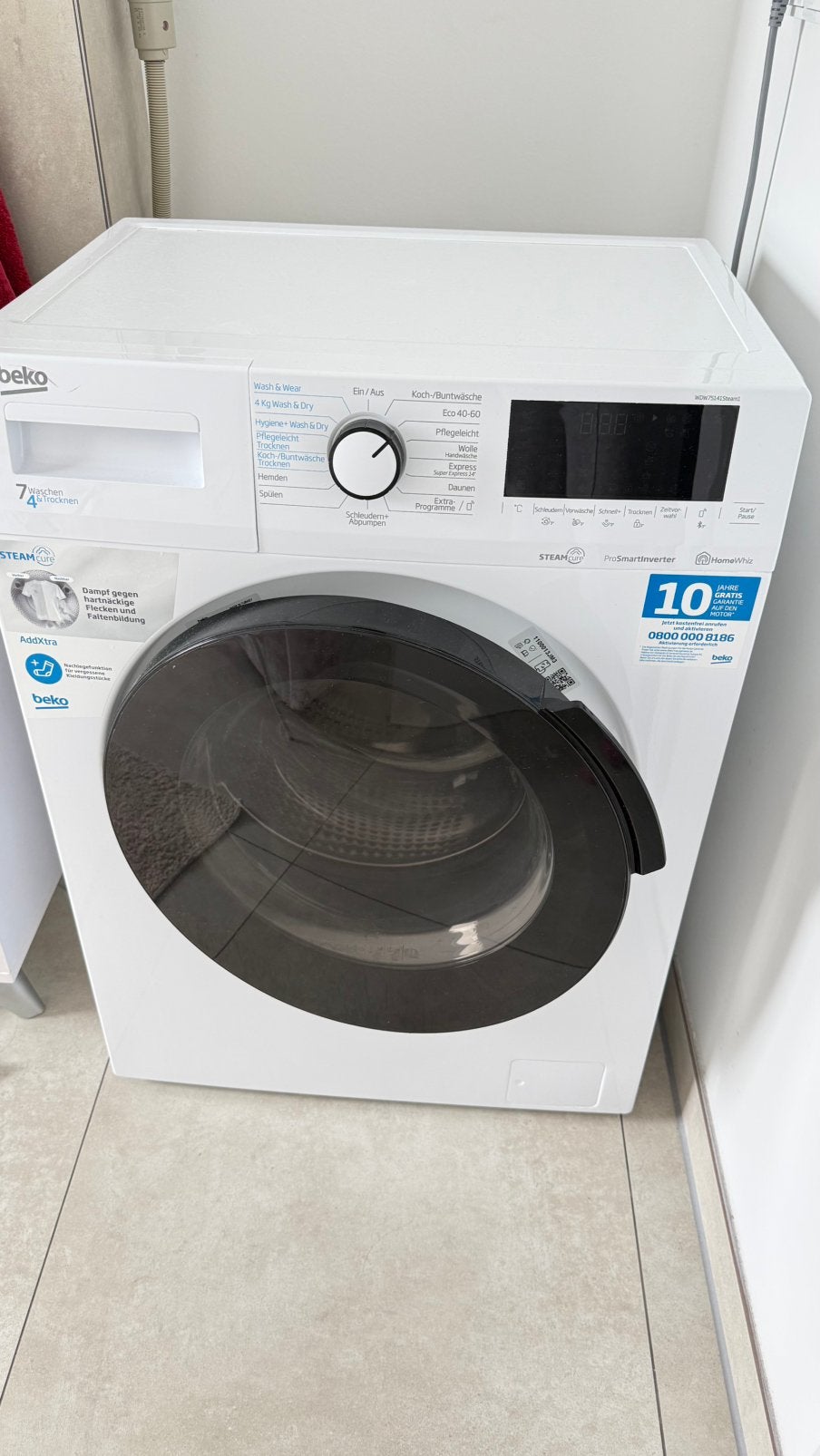 Beko wasdroogcombinatie WDW7541Steam1 - Uitstekende staat, Elektronische apparatuur, Wasmachines, Ophalen, Energieklasse A of zuiniger