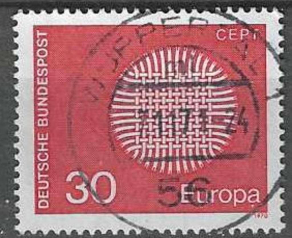 Allemagne Bundespost 1970 - Yvert 484 - Europe (ST), Timbres & Monnaies, Timbres | Europe | Allemagne, Affranchi, Envoi