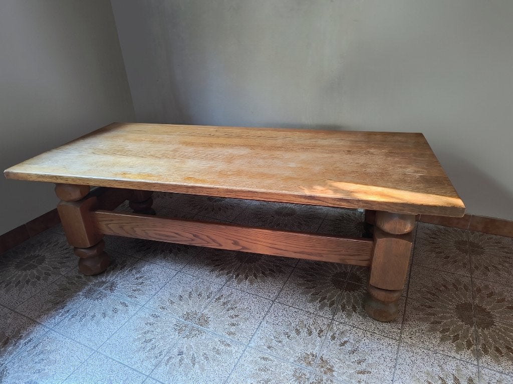 Massieve houten salontafel 132x60 cm – landelijk/vintage, Huis en Inrichting, Ophalen, Overige materialen, Gebruikt, 100 tot 150 cm