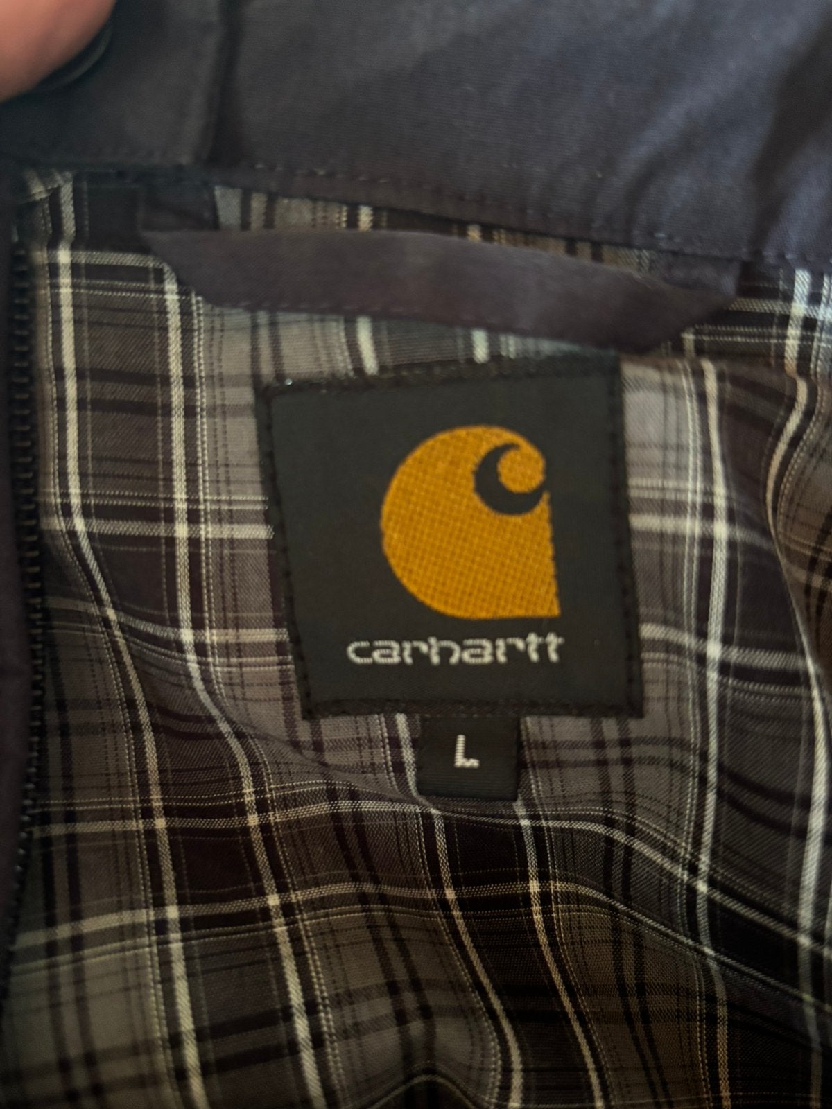 Carhartt Rude Jacket maat L – blauw met geruite voering, Enlèvement ou Envoi, Neuf, Taille 52/54 (L), Bleu