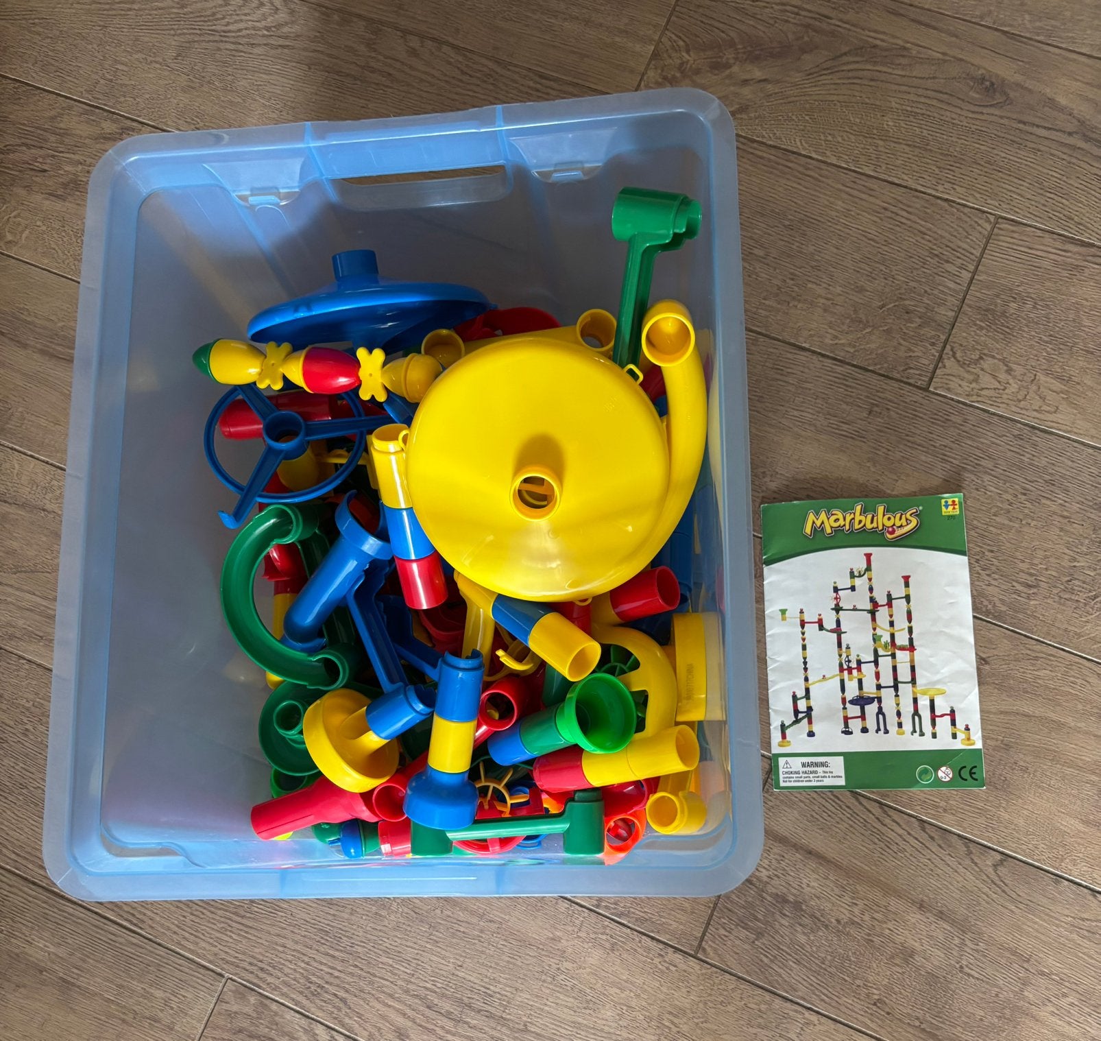 Knikkerbaan Marbulous met doosje knikkers p.o.t., Kinderen en Baby's, Speelgoed | Bouwstenen, Ophalen, Gebruikt