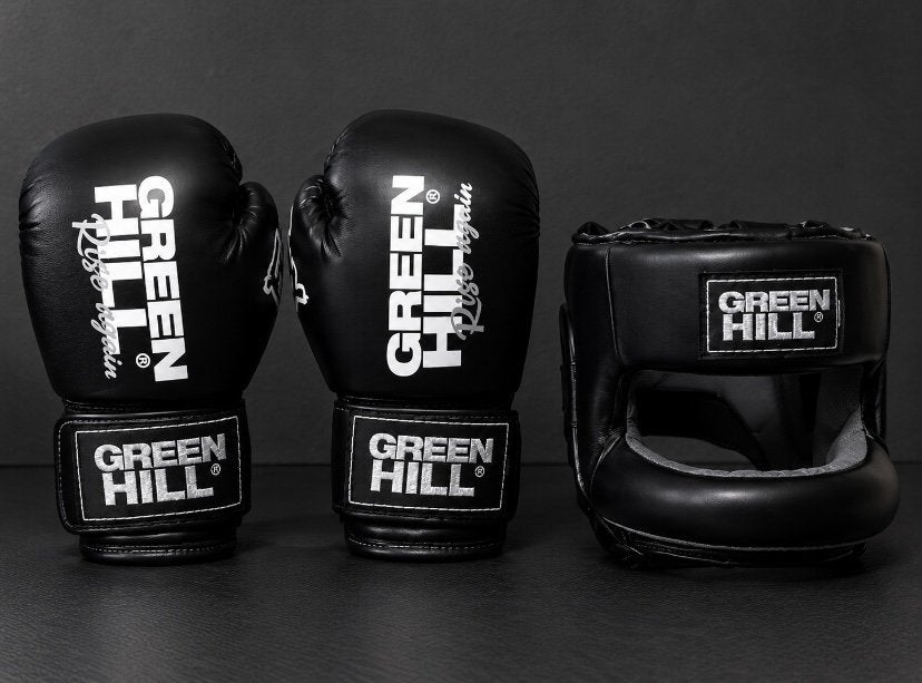 Gants de boxe + Casque protège nez, Green Hill, comme neuf, Enlèvement, Comme neuf, Gants de boxe
