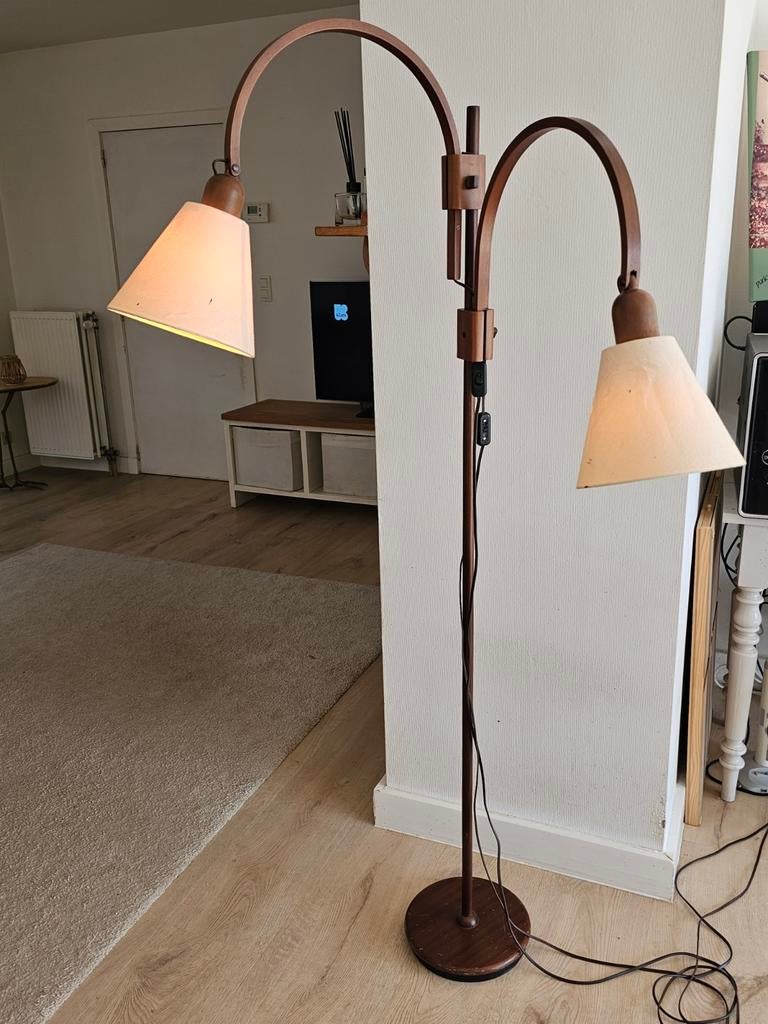 Vintage Deense teakhouten vloerlamp van DOMUS uit de jaren 7, Ophalen