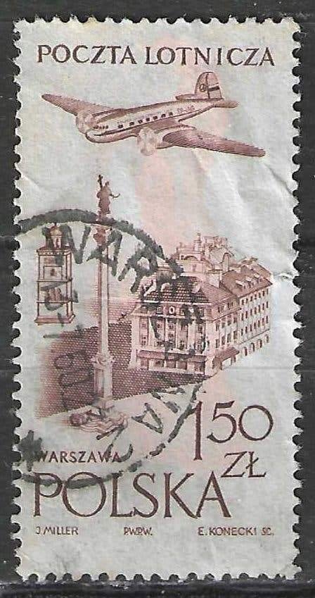 Polen 1957/1958 - Yvert 42PA - Kasteel van Warschau (ST), Verzenden, Polen, Gestempeld