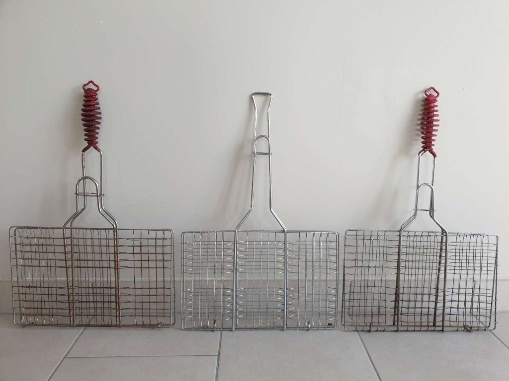 3x BBQ korf klemrooster opvouwbare grillmand hamburgergrill, Tuin en Terras, Ophalen