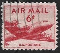 1 Postzegel USA 1949 DC4 Skymaster, Ophalen of Verzenden, Gestempeld, Noord-Amerika