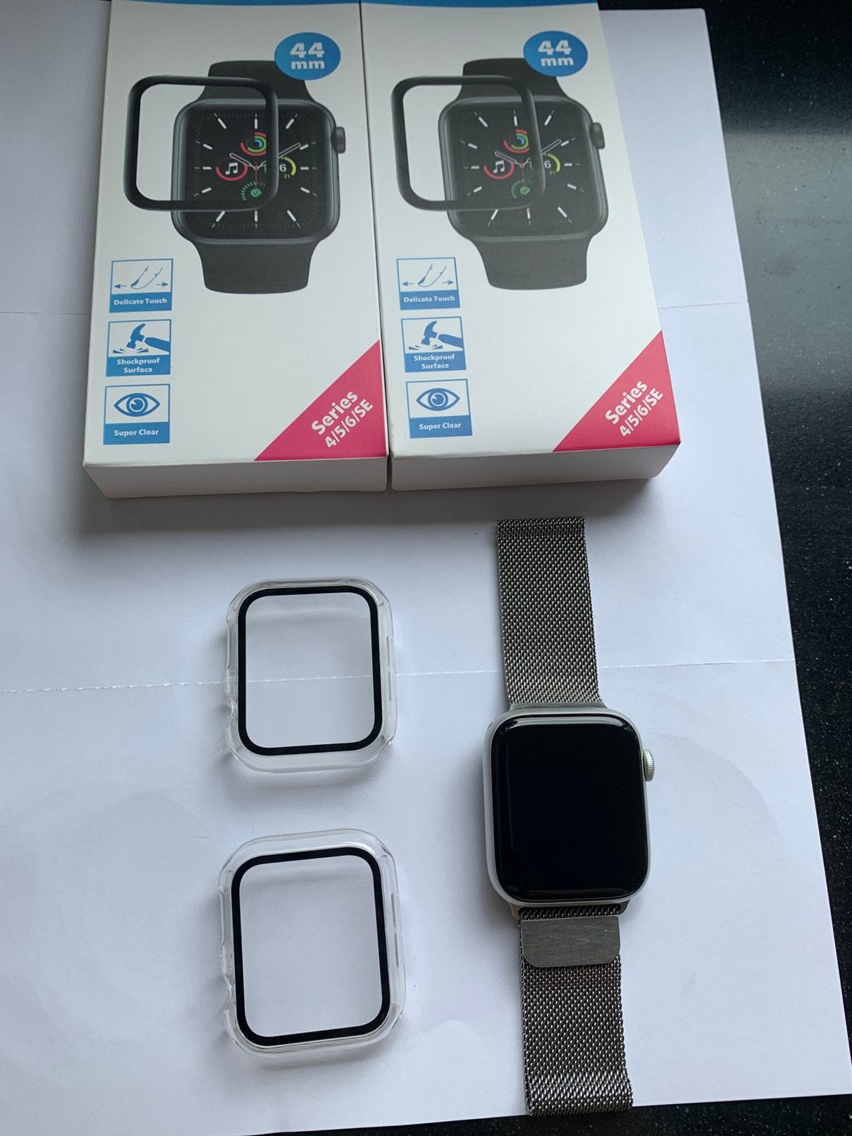 Apple iWatch 4 zilver met accessoires, Ophalen, IOS, Zo goed als nieuw, Waterdicht