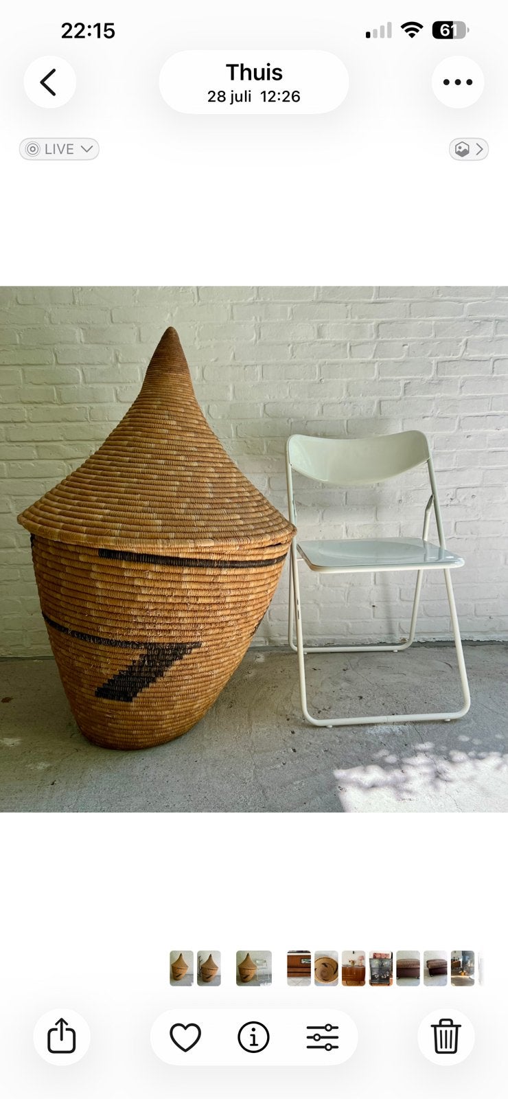 Authentieke Tutsi bewaarmand centr Afrika/decoratief object, Ophalen, Gebruikt, Mand