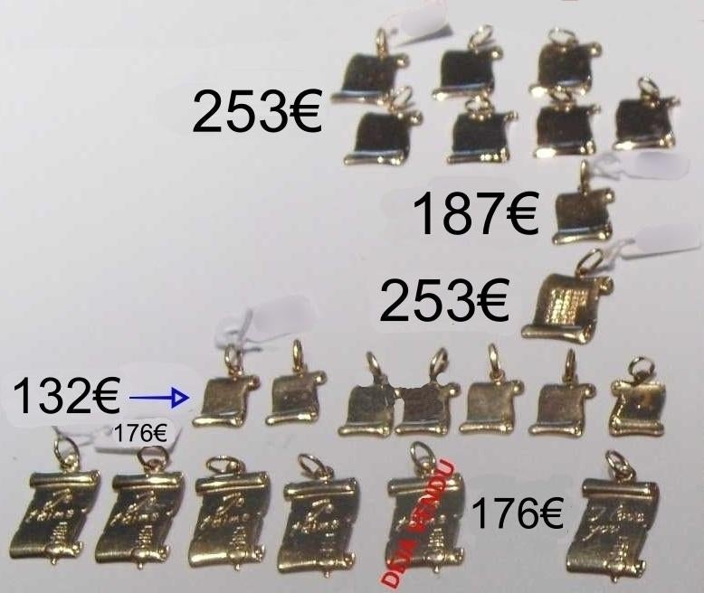 Pendentifs parchemin à graver, or jaune 18K massif, NEUFS, Neuf, Autres représentations, Argent, Jaune