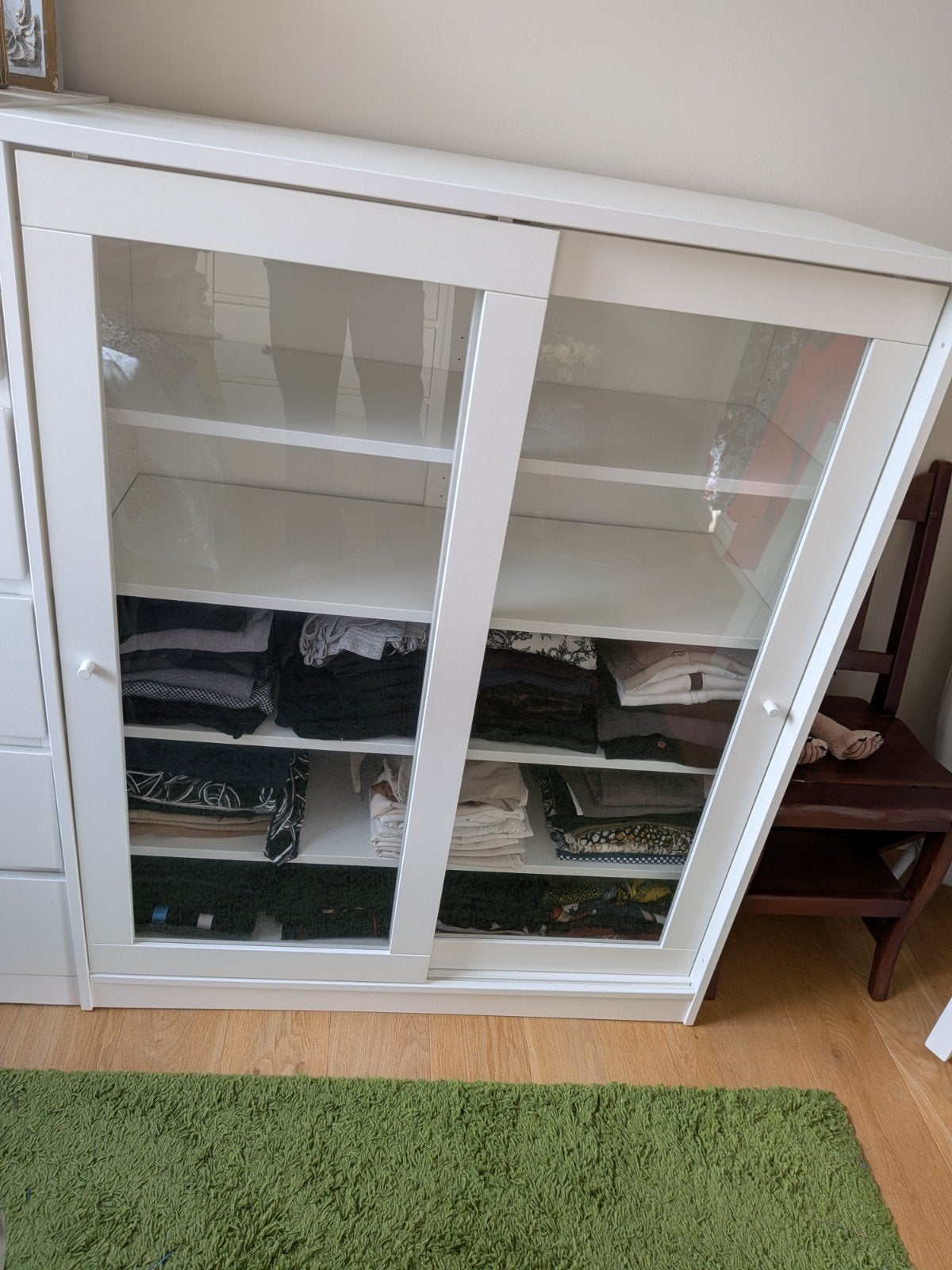IKEA SYVDE vitrinekast hoogglans wit met glazen schuifdeuren, Ophalen, Glas