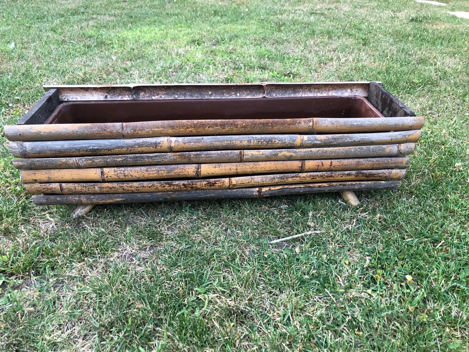 Vintage rotan plantenbak, Moins de 30 cm, Intérieur, Enlèvement, Utilisé