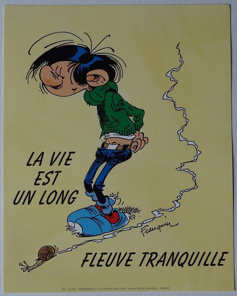 Carte humoristique Gaston Lagaffe, Collections, Personnages de BD, Enlèvement, Gaston ou Spirou, Comme neuf, Image, Affiche ou Autocollant