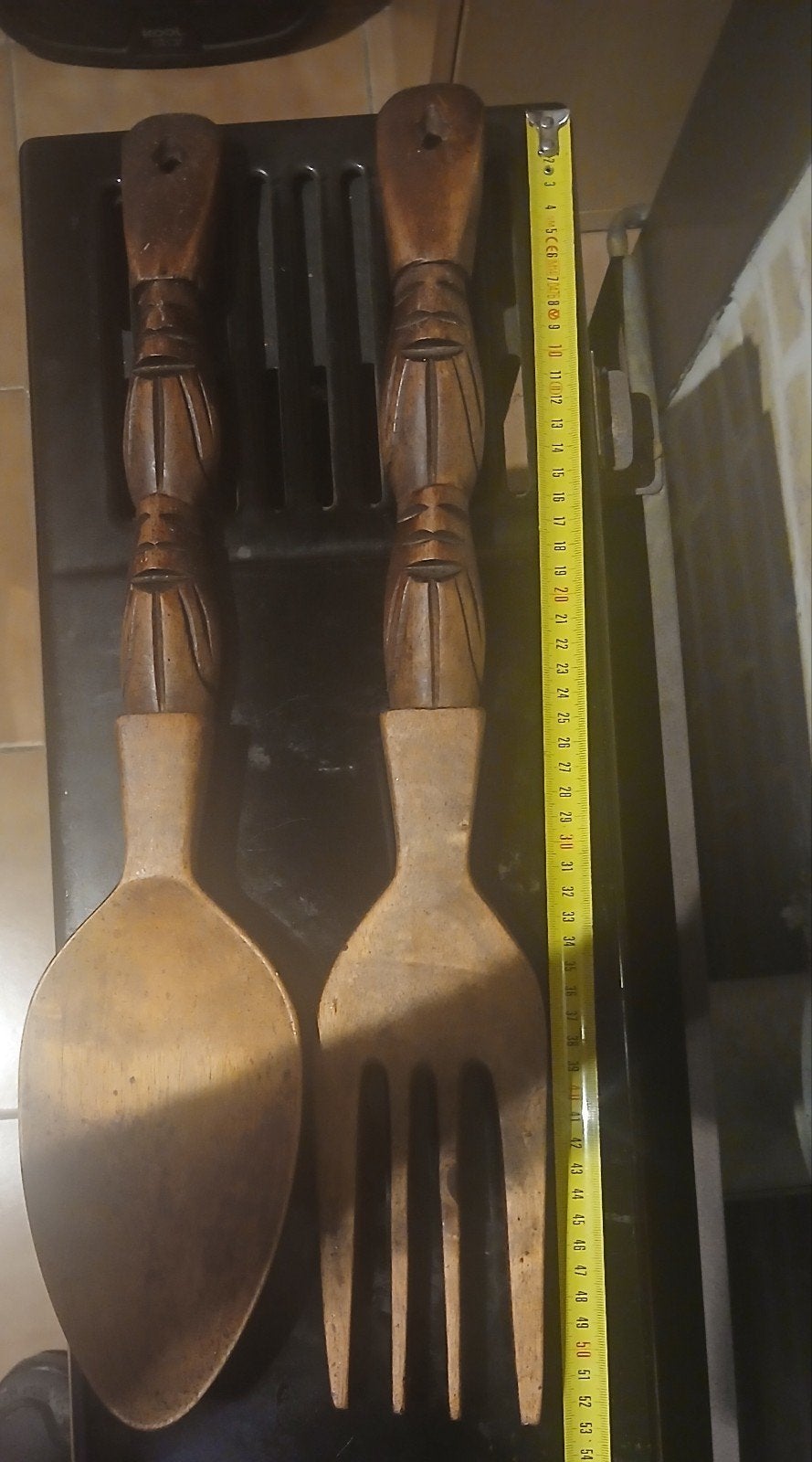 cuillère et fourchette en bois tiki totem, Ophalen