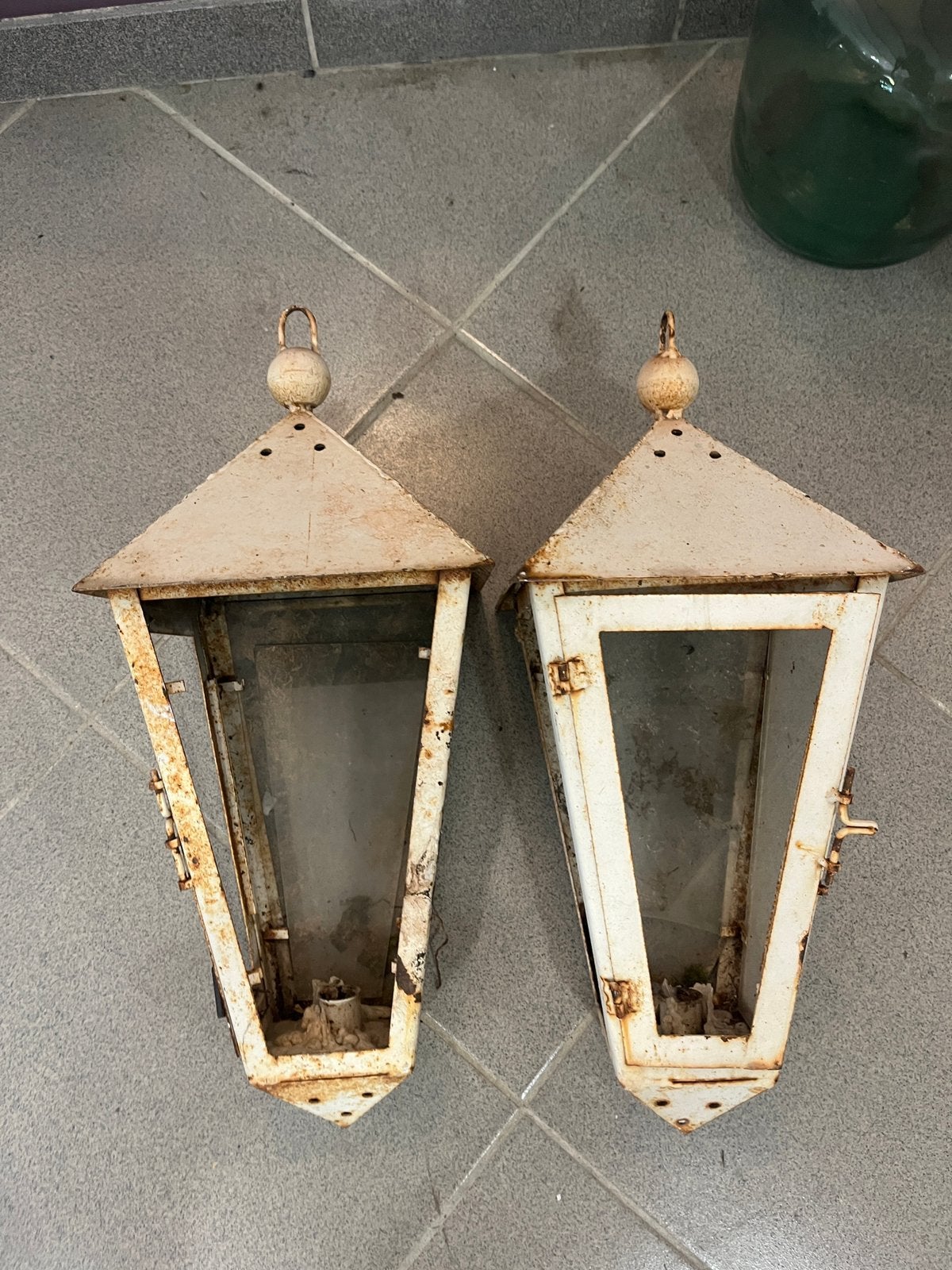 2 antieke wandverlichting ‘landelijk’, Jardin & Terrasse, Éclairage extérieur, Enlèvement ou Envoi, Comme neuf, Verre