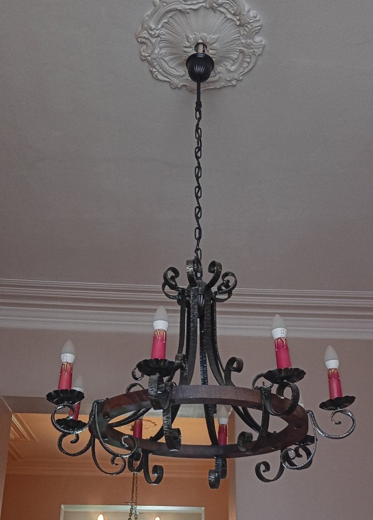 Lustre en chêne, Maison & Meubles, Lampes | Lustres, Enlèvement, Comme neuf, Bois