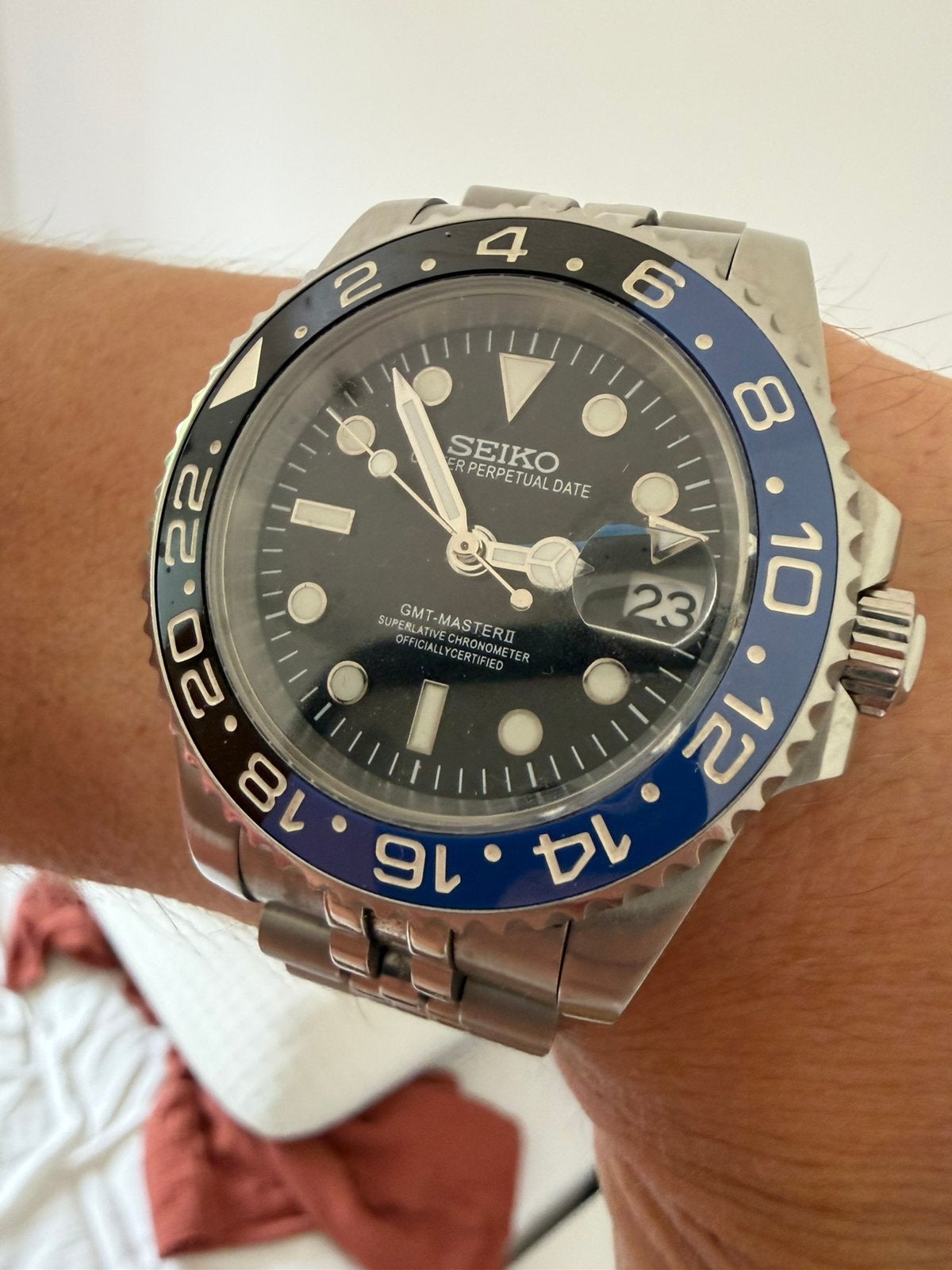Seiko MOD Batman, Handtassen en Accessoires, Horloges | Heren, Ophalen, Zo goed als nieuw, Seiko