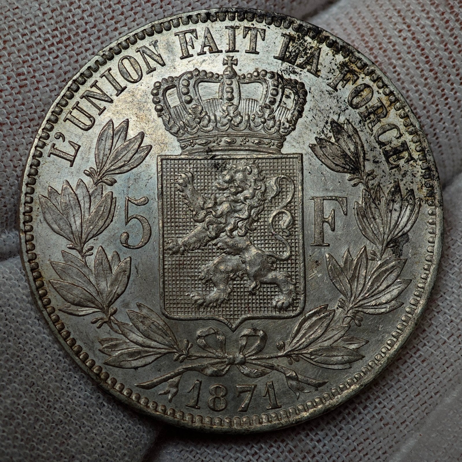 Leopold II - 5 fr 1871 - kwaliteit!, Verzenden