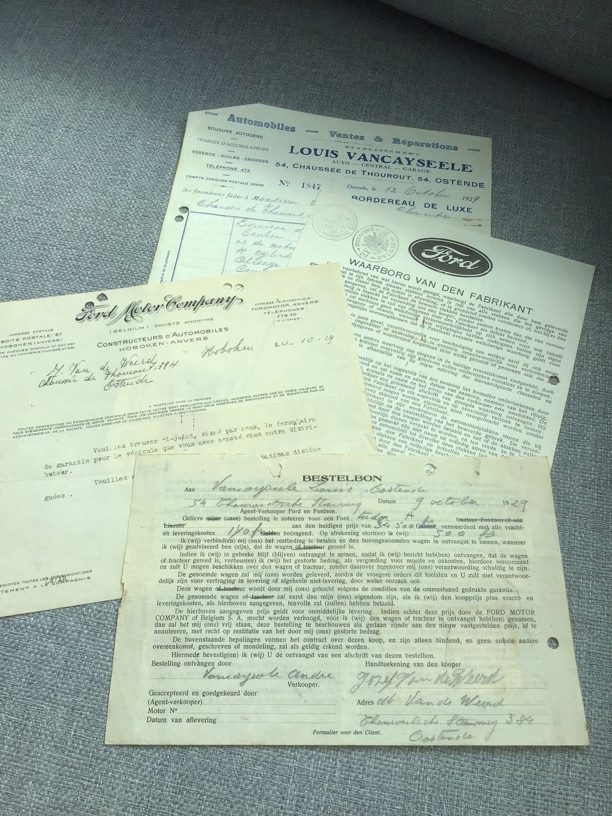 Factuur / verkoopsovereenkomst 1929 FORD TUDOR A, Ophalen of Verzenden, Gebruikt, Auto's
