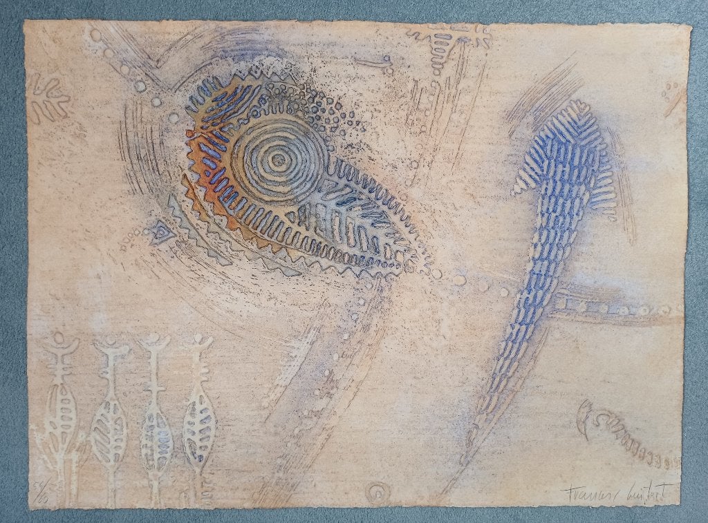 Francesc GUITART, gaufrage coloré + affiche signée, Numéroté, Enlèvement ou Envoi, 77 cm, Gravure