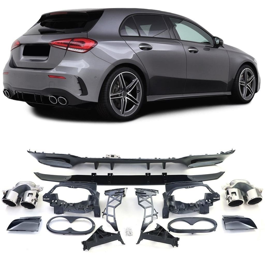 Diffuser Mercedes A Klasse W177 AMG Look Chrome Uitlaat Glan, Verzenden